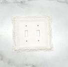 Capa para placa de interruptor estilo vintage, dupla tecla, branca Capa para placa de interruptor estilo vintage, dupla tecla, branca