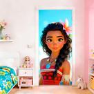 Capa Para Porta Decoração Princesa da Ilha Painel Em Tecido Com Elástico