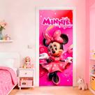 Capa Para Porta Decoração Ratinha Laço Rosa Painel Em Tecido Com Elástico