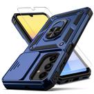 Capa para Samsung Galaxy A15 5G com Tampa para Lente da Câmera, Protetor de Tela HD, Capa Protetora Híbrida de PC Rígido e TPU Macio, Antichoque Grau Militar, Suporte de Anel para Carro, Azul
