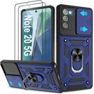 Capa para Samsung Galaxy Note 20 5G com (2 Unidades) Protetor de Tela HD, Capa Resistente a Choques com Suporte Giratório 360 Grau Militar, Azul
