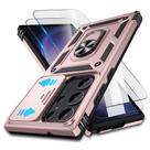 Capa para Samsung Galaxy S23 Ultra com Tampa para Lente da Câmera e Protetor de Tela HD (2 Unidades), Proteção Militar contra Quedas de 3 Metros, Suporte Magnético com Anel e Kickstand, Rosa Dourado