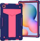 Capa para Samsung Galaxy Tab A7 10.4, lançada em 2020, T500 T505, resistente, resistente, resistente, resistente, silicone macio+PC rígido Capa protetora combinada de 3 camadas com suporte - Azul marinho e rosa choque