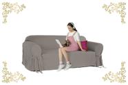 Capa para Sofá de 6 Lugares em Gorgurão Resistente Sala Decoração Pet Criança Cachorro Gato Casa
