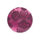 Capa para Sousplat em Tecido Jacquard Pink e Preto Medalhão Tradicional