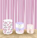 Capa Para Trio De Mesas Cilindro Chuva de Amor Kit 3 Capas - Fantasia Bras