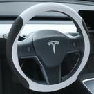 Capa para volante Uxcer para Tesla Model 3/Y em couro branco Capa para volante Uxcer para Tesla Model 3/Y em couro branco