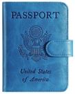Capa porta-passaporte, carteira com bloqueio de RFID, couro azul