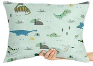 Capa Premium para Travesseiro ou Almofada dinossauros verde bebe safari Capa Premium para Travesseiro ou Almofada dinossauros verde bebe safari