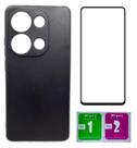 Capa Preta Aveludada Para Poco M6 Pro 4g + Pelicula Vidro 3D