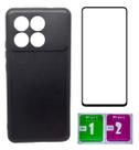 Capa Preta Aveludada Para Poco X6 Pro 5g + Pelicula Vidro 3D