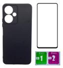Capa Preta Aveludada Para Redmi Poco M6 5g + Pelicula 3D