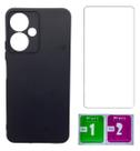 Capa Preta Aveludada Para Redmi Poco M6 5g + Pelicula Vidro
