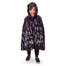 Capa Preta Com Capuz Infantil de Halloween Com Caveiras