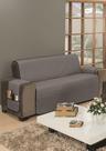 Capa Protetor Para Sofa 3 Lugares Dupla Face Impermeável Cinza Preto - MR