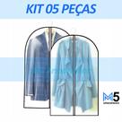 Capa Protetora de Roupa Com Zíper Kit 5 Peças Proteção Terno Vestido Roupas