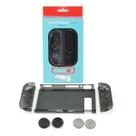 Capa Protetora Dock Flip Case Para Nintendo Switch Joy-con Removível + 4 Caps Transparente Preta