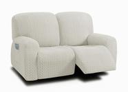 Capa reclinável Loveseat ULTICOR Jacquard Stretch Ivory