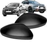 Capa Retrovisor Peugeot 208 2020 até 2023 C4 Cactus 2019 até 2024 Preta Lisa Par 2pçs