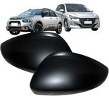 Capa Retrovisor Peugeot 208 2020 até 2023 C4 Cactus 2019 até 2024 Preta Texturizada Par 2pçs