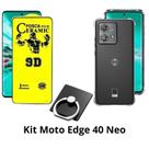 Capa Silicone Anti Choque + Película Matte Fosca + Anel Suporte para Moto Edge 40 Neo