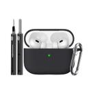 Capa Silicone Nerdcase com Limpador para Fones, Compatível com AirPods Pro 1 e 2, Preto