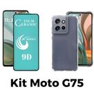 Capa Silicone TPU Transparente + Película de Cerâmica Clear para Moto G75 5G