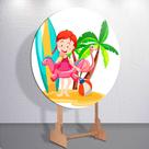 Capa Sublimada de Festa Painel Redondo Dia Feliz Menina Praia Tamanho Grande ou Mini Decoração Capa Sublimada de Festa Painel Redondo Dia Feliz Menina Praia Tamanho Grande ou Mini Decoração