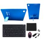 Capa +Teclado Mouse p/ Tablet Samsung A7 T500/T505 10.4 Azul Kit Transforma Mini Computador