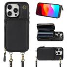 Capa tipo Carteira Crossbody Bocasal para iPhone 15 Pro (6.1") - Preta