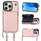 Capa tipo Carteira Crossbody Bocasal para iPhone 16 Pro (6,3") - Ouro Rosa