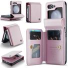 Capa tipo carteira de couro PU Kowauri Galaxy Z Flip 5 em ouro rosa