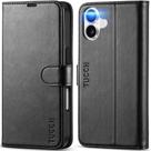 Capa tipo carteira TUCCH para iPhone 16 6.1" com suporte para 4 cartões preta
