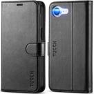 Capa tipo carteira TUCCH para iPhone 16e com suporte para cartões RFID 4 preta