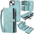 Capa tipo carteira TwoHead compatível com iPhone 15 em couro azul Capa tipo carteira TwoHead compatível com iPhone 15 em couro azul