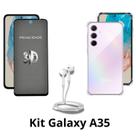 Capa TPU Silicone + Película 3D Privacidade + Fone de Ouvido para Samsung Galaxy A35