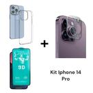 Capa Transparente Capinha + Película Fosca 9D + Película de Câmera Para Iphone 14 PRO