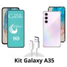 Capa Transparente + Película de Cerâmica + Cabo USB Tipo C para Samsung Galaxy A35