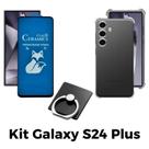 Capa Transparente + Película Fosca Privacidade + Anel Suporte para Samsung Galaxy S24 Plus