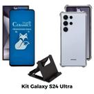 Capa Transparente + Película Fosca Privacidade + Anel Suporte para Samsung Galaxy S24 Ultra
