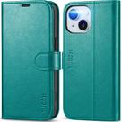 Capa Wallet TUCCH para iPhone 15 (6,1") - 4 Compartimentos para Cartões - Ciano