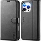 Capa Wallet TUCCH para iPhone 16 Pro Max com bloqueio de RFID preta