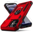 Capa YZOK para iPhone 12 de camada dupla vermelha à prova de choque com protetor de tela