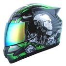 Capacete 1Storm Mechanic Skull Full Face - Viseira Verde Tintada XL