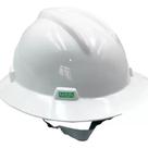 Capacete Aba Total Msa Branco PUSHKEY com Logo da ENEGIZA Classe B + Jugular Téxtil