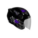 Capacete aberto c/viseira new spark jet femin preto/lilas-58