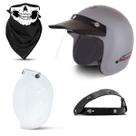Capacete Aberto Compact + Viseira Bubble e Bandana