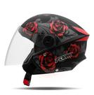Capacete Aberto Feminino Pro Tork New Three Flowers Fosco