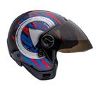 Capacete Aberto Freeway M Play Preto Azul Brilhante ~ Peels