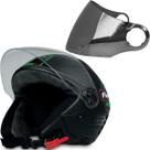 Capacete Aberto Tam 58 Preto Fosco Verde + Viseira Cromada